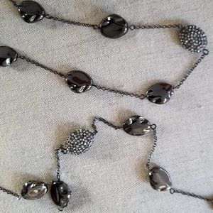 Chico's 42" Necklace Hematite coloring/Rhinestone Beads